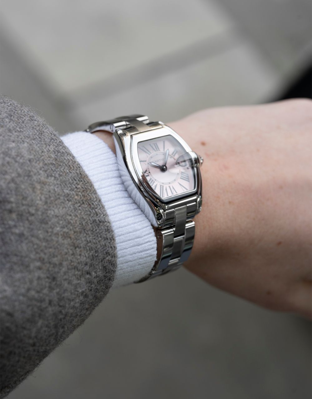 Cartier Roadster - Pink Roman Numeral Dial & Bracelet Strap